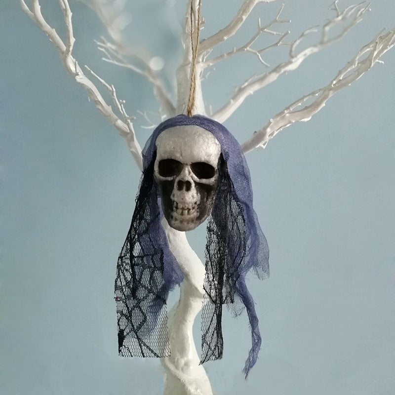 Halloween skull hanging decor displayed as a spooky suspended decoration