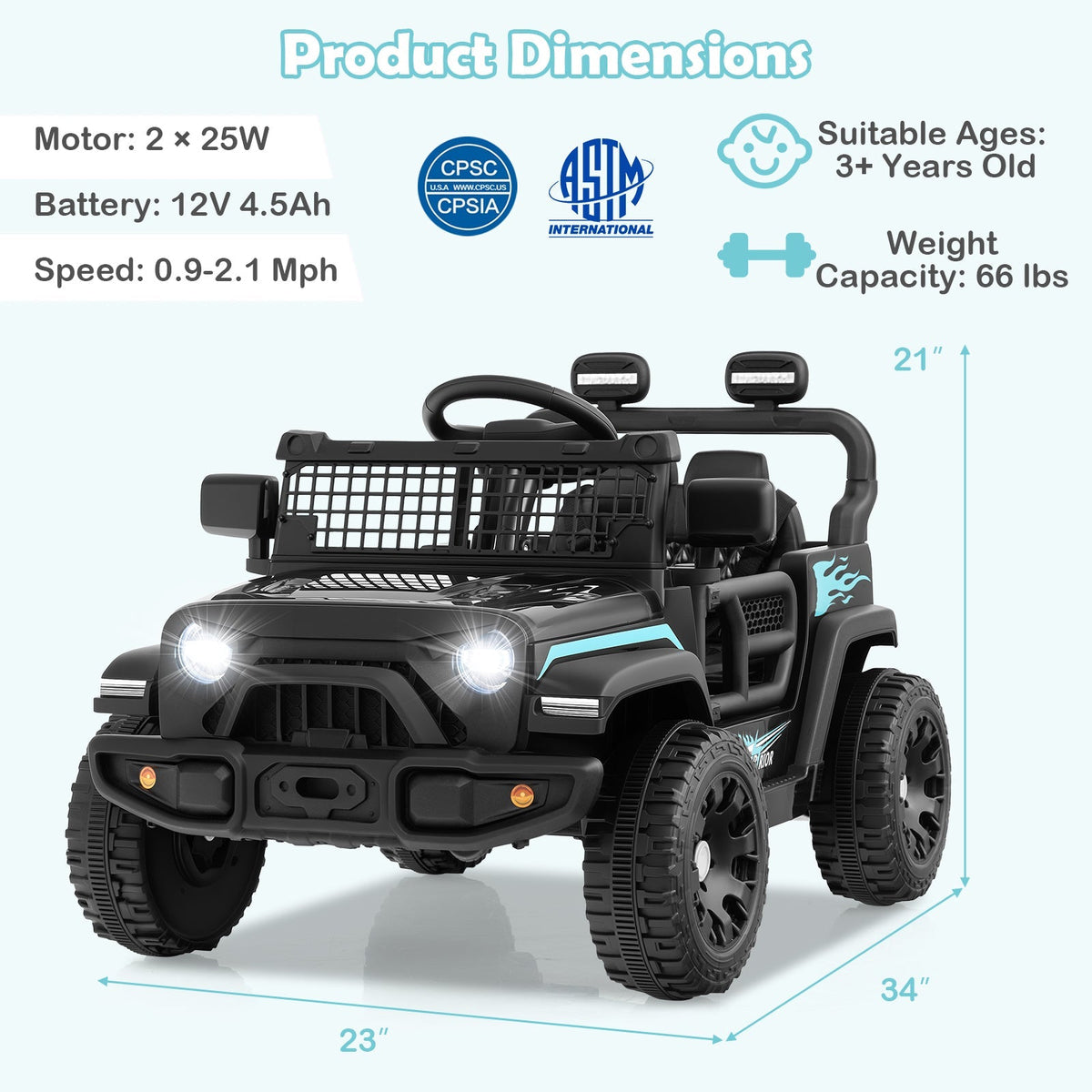 12V kids ride-on truck by GBruno Store, electric toy vehicle with realistic design and rechargeable battery for children.