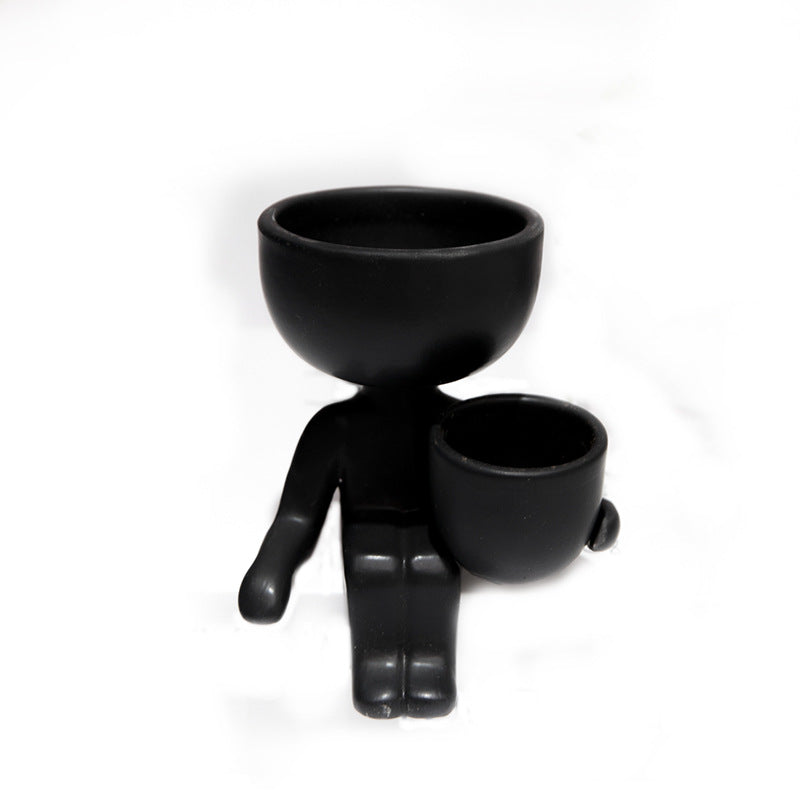 Ceramic Figurine Vase, Home Decor Planter Piece