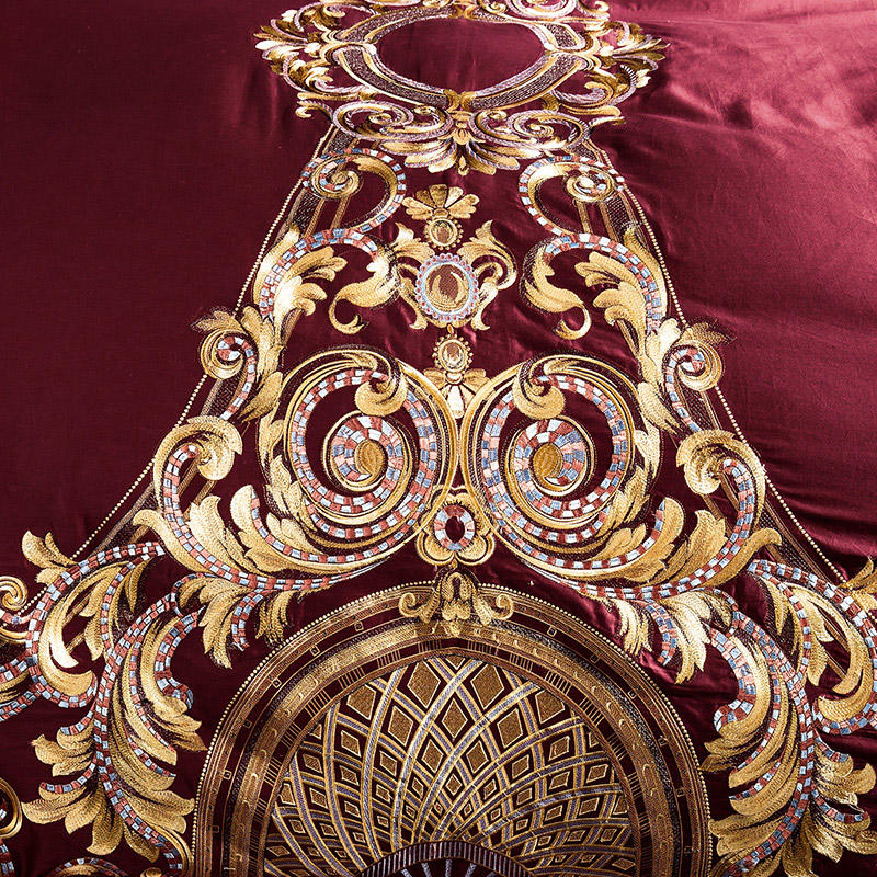 Embroidered Chinese cotton quilt cover bedding with traditional stitched design