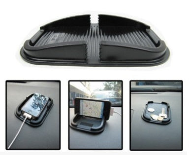 Black anti-slip car dashboard pad with iPhone 6 Plus navigation bracket and multifunction storage box for Apple devices