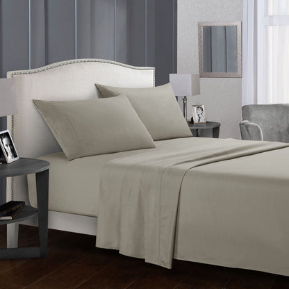 Four-piece bed sheet set by My Store, showing soft fabric with coordinated flat sheet, fitted sheet, and pillowcases