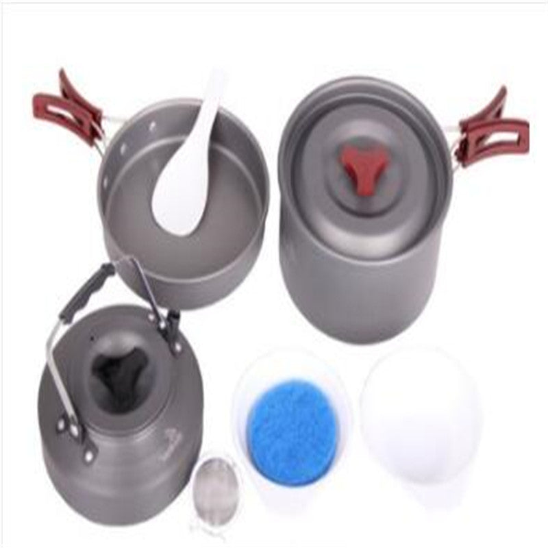Picnic cookware set camping pot set with compact pots and handles for outdoor cooking