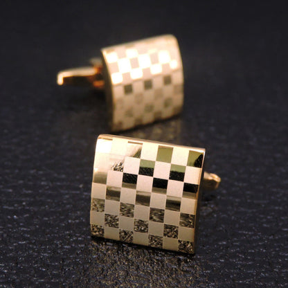 Copper black and golden silver laser metal cufflinks, geometric polished finish by My Store