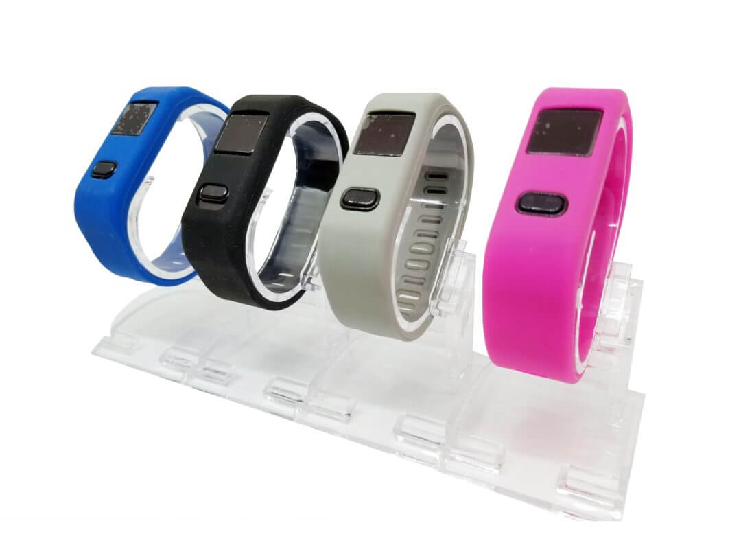 Naxa LifeForce+ fitness smartwatch compatible with iPhone and Android, displaying activity metrics on a sleek screen
