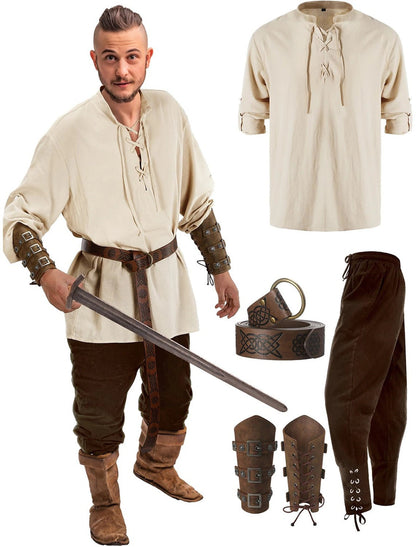 Men's Halloween Renaissance costume with medieval-inspired tunic and period-style details