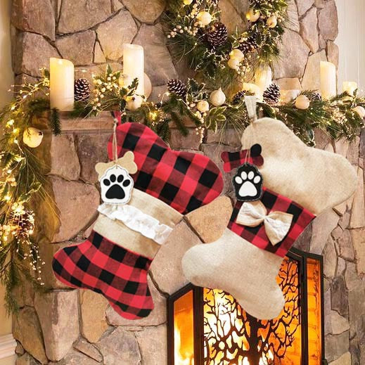 Christmas ornament gift bag with festive Christmas socks design by My Store