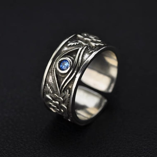 Silver men's stylish Ruan handsome single ring with intricate design, featuring a polished finish and modern masculine style.