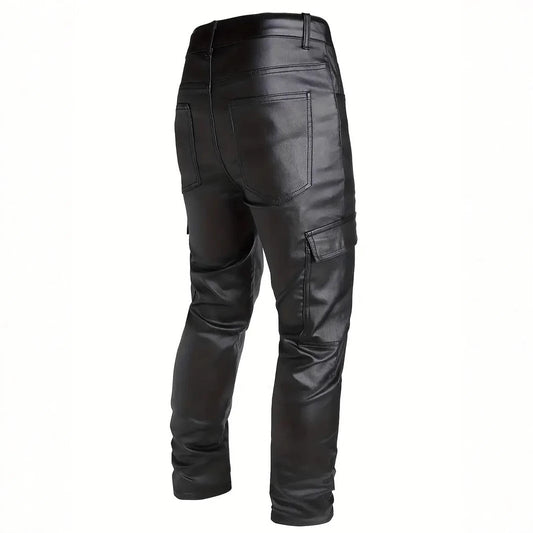 Men's windproof PU motorcycle riding pants for outdoor use in black my store