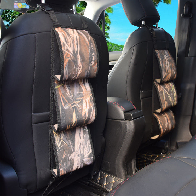 Multifunctional car holster attached to front seat back for organized vehicle storage
