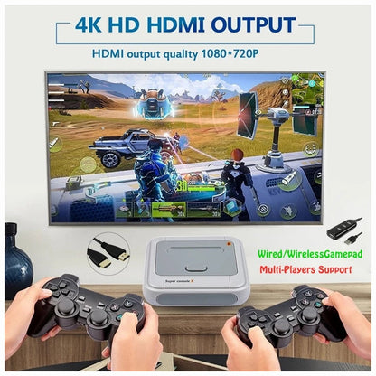 Portable HD wireless game emulator arcade console with built-in games and handheld controls