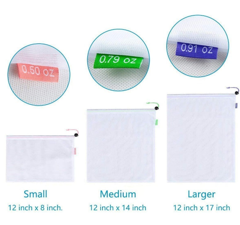 Fruit and vegetable multi-functional splicing beam mouth mesh bag set, assorted reusable produce bags
