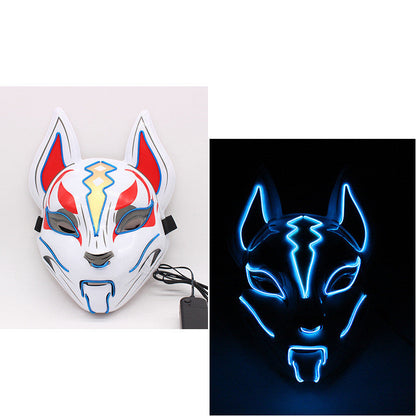 Glowing cat face mask for women, cold light fox mask for Demon Slayer cosplay and masquerade parties