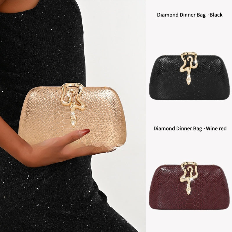 Women's snake-print evening tote with sophisticated European-American style, front view
