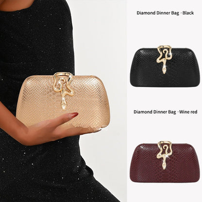 Women's snake-print evening tote with sophisticated European-American style, front view
