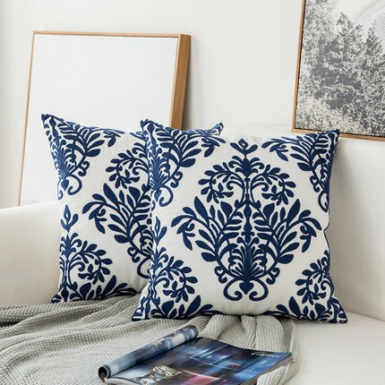 Classical embroidered home pillow cover without core, decorative textile design