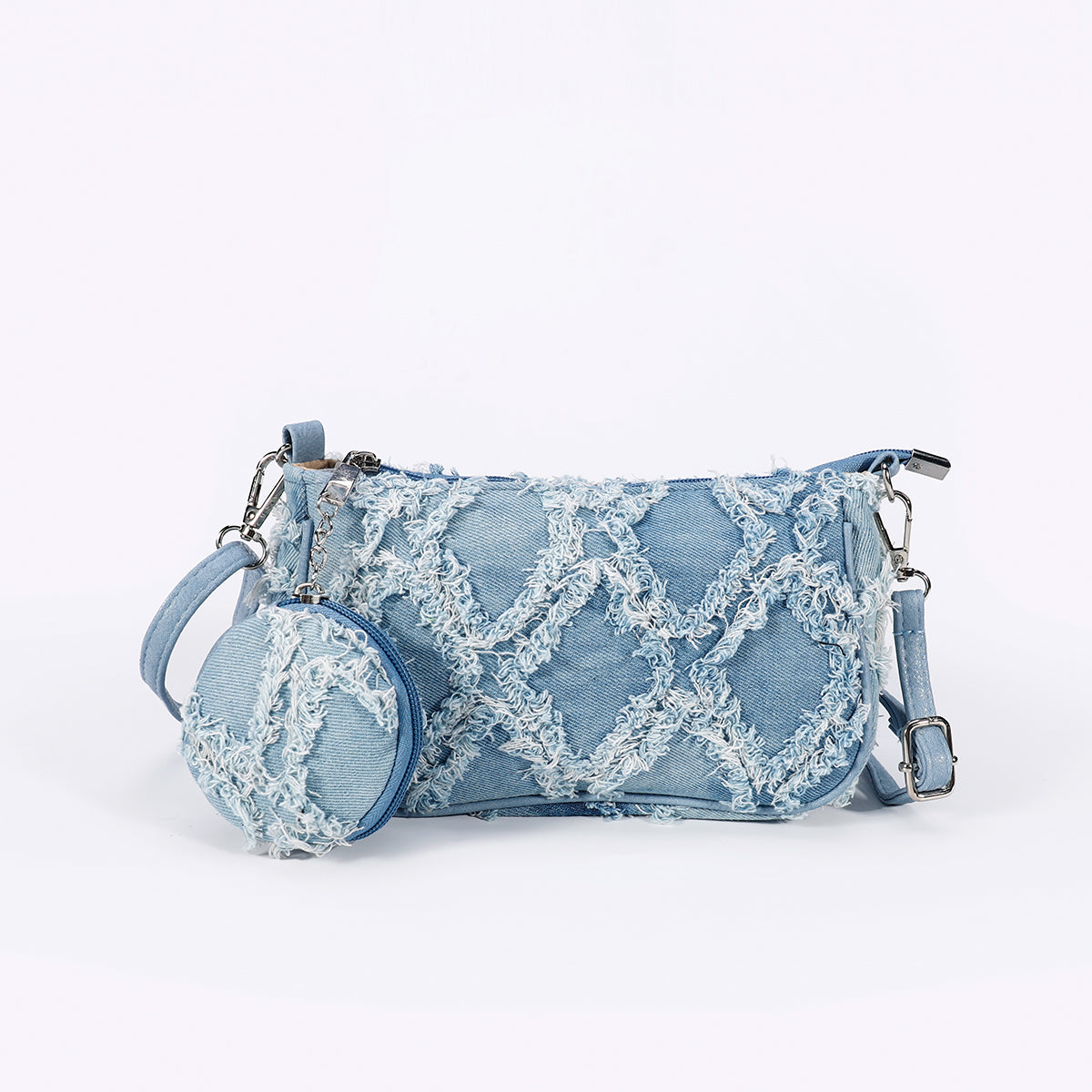 Blue denim crossbody bag with adjustable strap from Skyflame GmbH, casual and stylish for everyday use.