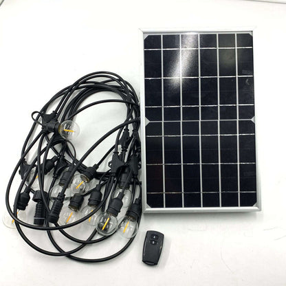 Outdoor waterproof S14 light string, close-up of bulb sockets and cord