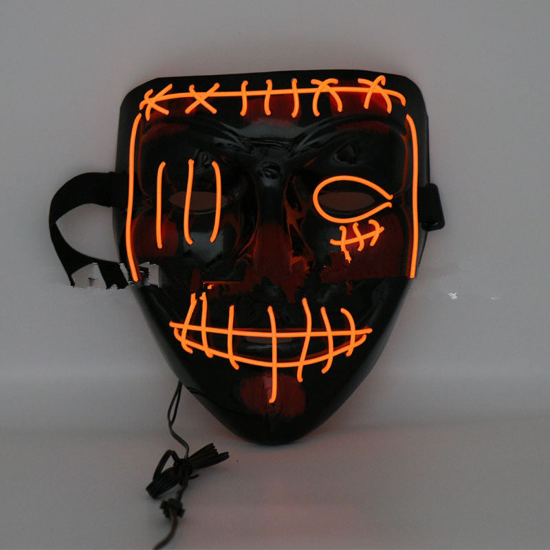 Halloween scary face hood, close-up view of spooky mask design and hooded covering