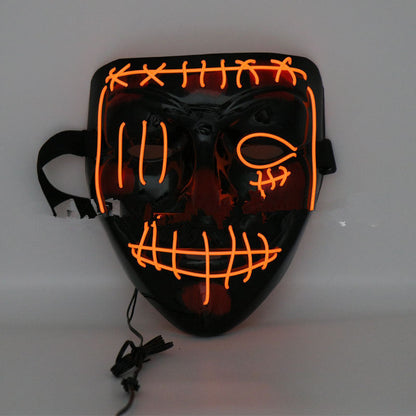 Halloween scary face hood, close-up view of spooky mask design and hooded covering