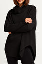 Pima Cotton Waffle Cowl Sweater - Black
