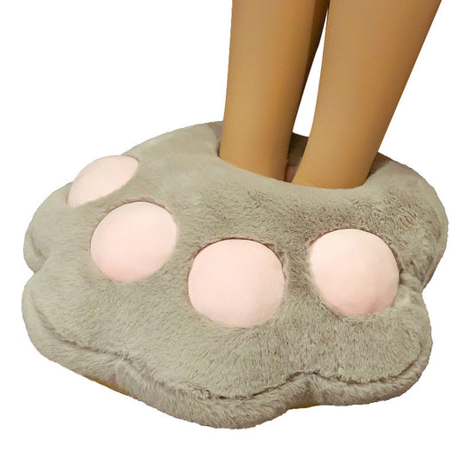 Cute cartoon winter plush slippers with thick warm lining and soft mat for cozy feet