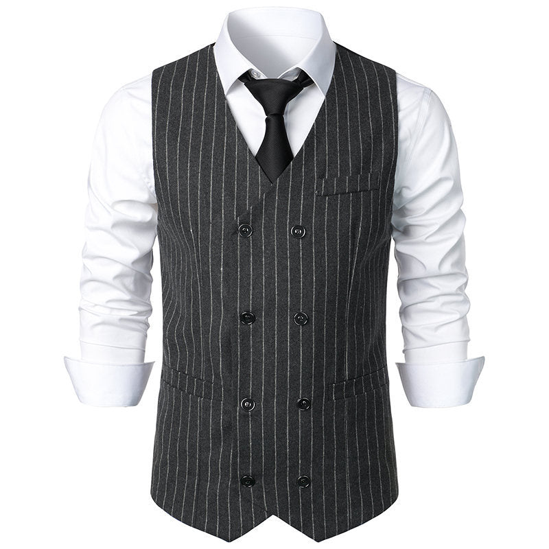 Men's retro casual double-breasted striped vest by My Store