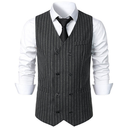 Men's retro casual double-breasted striped vest by My Store
