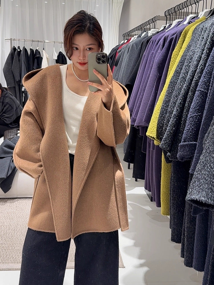 Women's sophisticated double-faced wool coat in classic tailored style