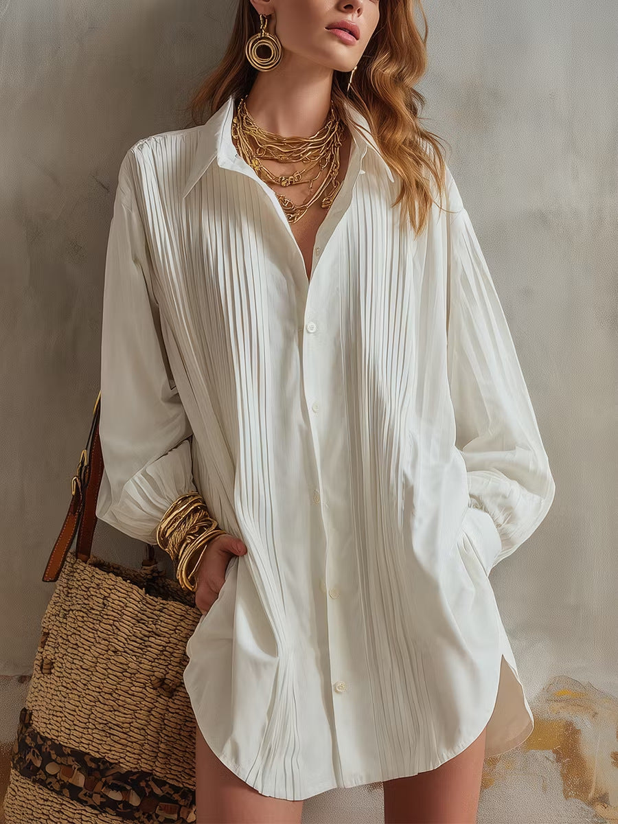 Simple elegant loose-fit draping versatile top in a relaxed silhouette