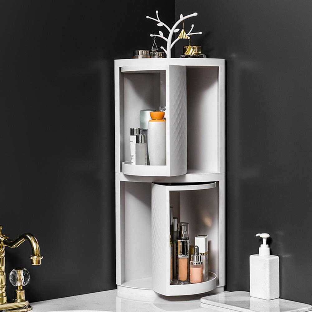Rotatable plastic bathroom makeup organizer corner wall-mounted storage rack box, My Store