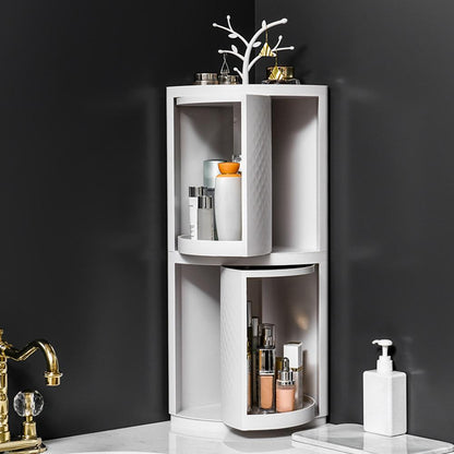 Rotatable plastic bathroom makeup organizer corner wall-mounted storage rack box, My Store
