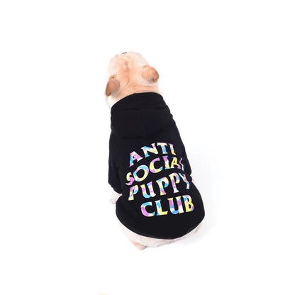 Plush hooded pet dog sweater clothes in a soft, cozy design