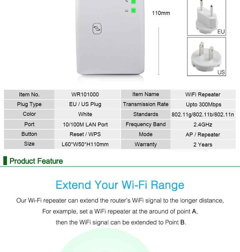My Store WiFi repeater device for extending wireless network signal range