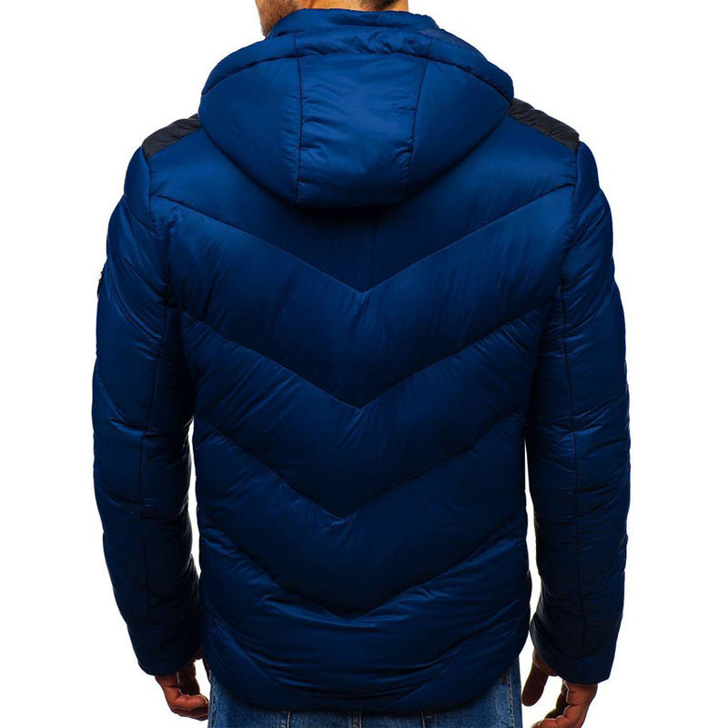Warm hooded jacket in a neutral design with long sleeves and front closure