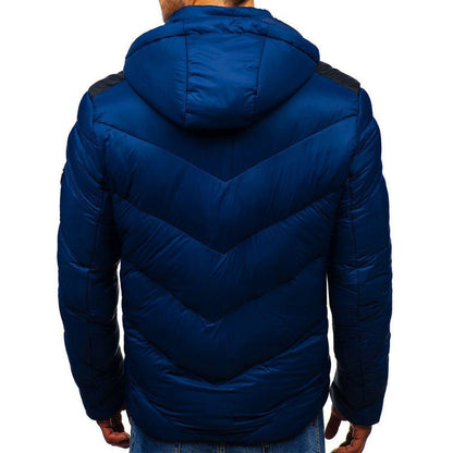 Warm hooded jacket in a neutral design with long sleeves and front closure
