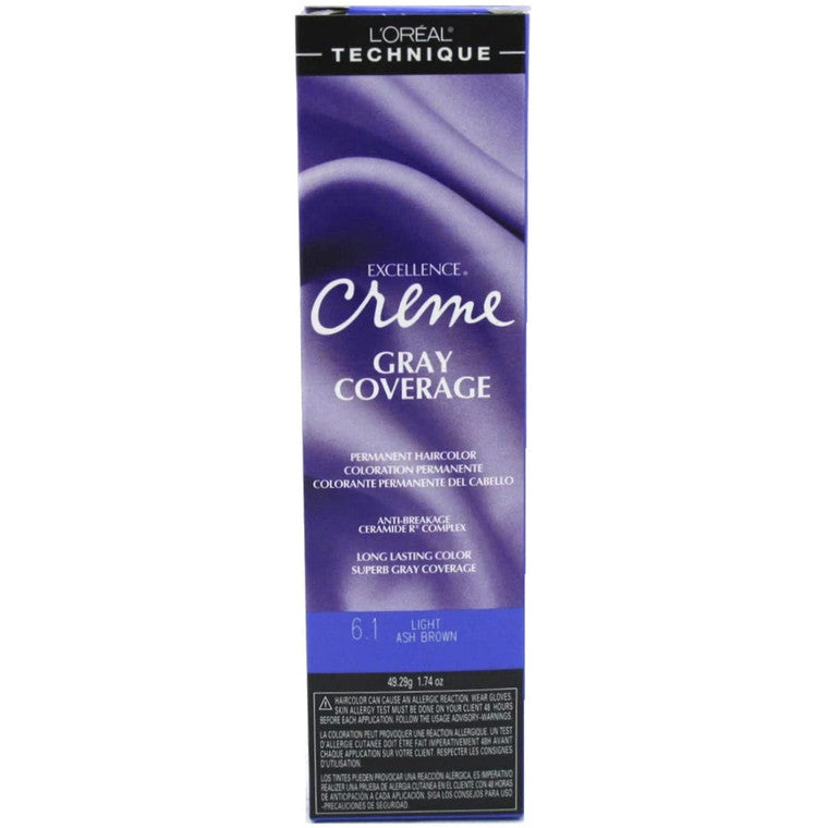 L'Oreal Excellence Creme Gray Coverage Permanent Hair Color 6.1 Light Ash Brown