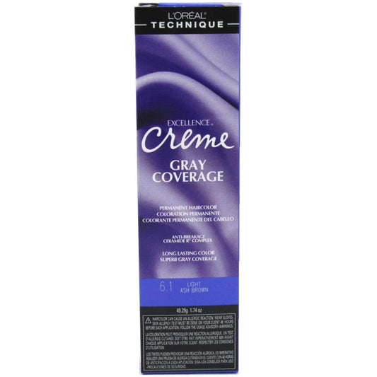 L'Oreal Excellence Creme Gray Coverage Permanent Hair Color 6.1 Light Ash Brown
