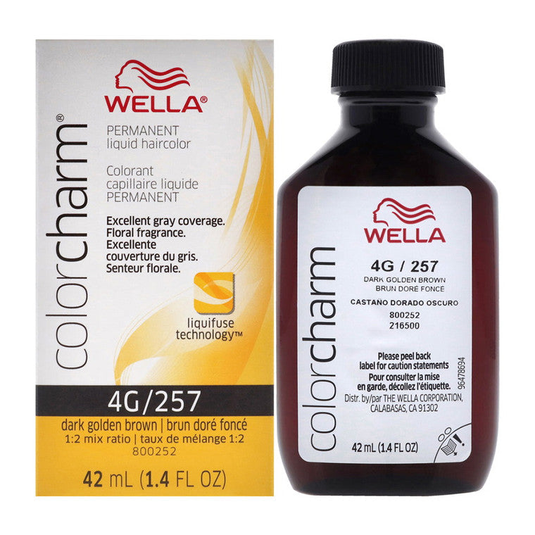 Wella Color Charm Permanent Liquid Haircolor 4G/257 Dark Golden Brown 1.4 Oz