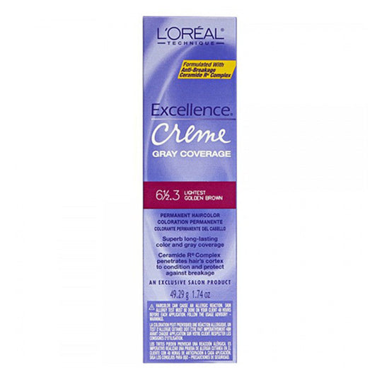 L'Oreal Excellence By Permanent Creme Hair Color 6.5 LIGHTEST GOLDEN BROWN
