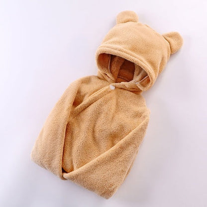 Cotton baby care hooded bath towel with soft hooded design for gentle drying