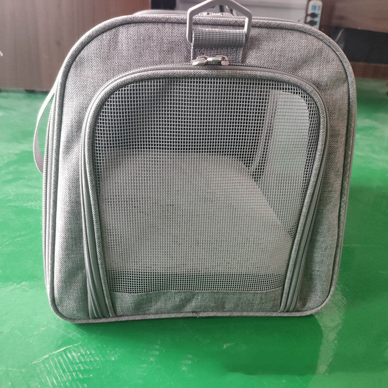Pet travel backpack with breathable mesh panels and padded straps for comfortable carrying