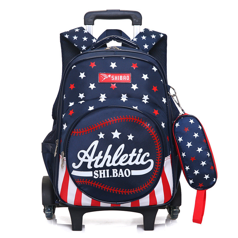Waterproof children's three-wheeled trolley school bag by My Store