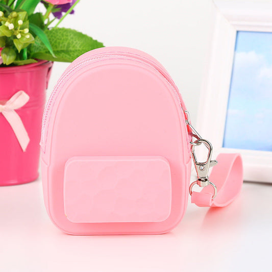 Colorful silicone earphone backpack key bag with compact handbag and purse design