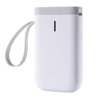 Small portable handheld printer, compact white design with paper output slot