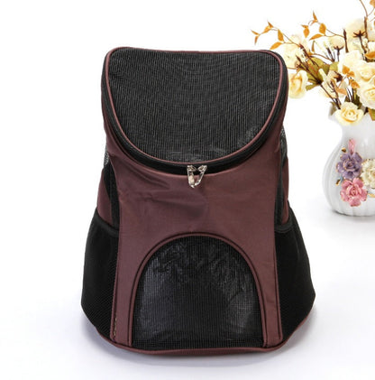 Premium breathable pet travel backpack carrier with ventilated mesh panels and padded shoulder straps