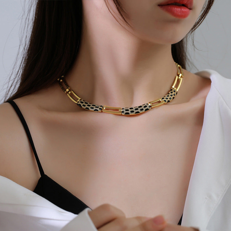 Korean style diamond earring and necklace set in a coordinated jewelry design