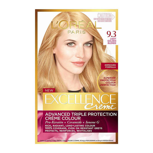 L'Oreal Excellence Creme Gray Coverage Permanent Hair Color 9.3 Light Golden Blonde