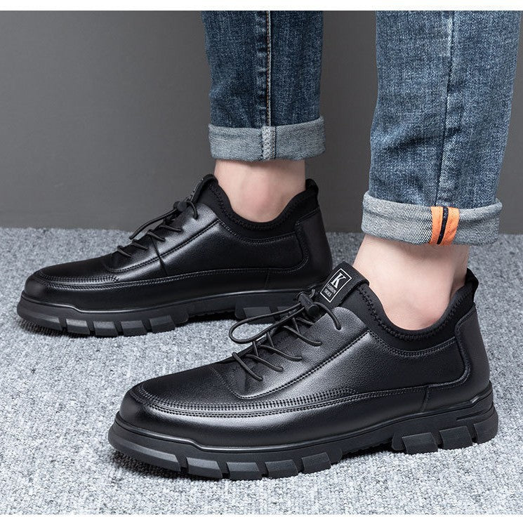 Black business formal leather shoes with soft upper for men