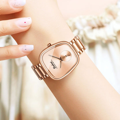 Women's waterproof stainless steel quartz watch with a sleek metal case and bracelet chain